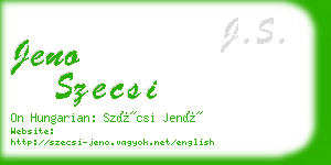 jeno szecsi business card